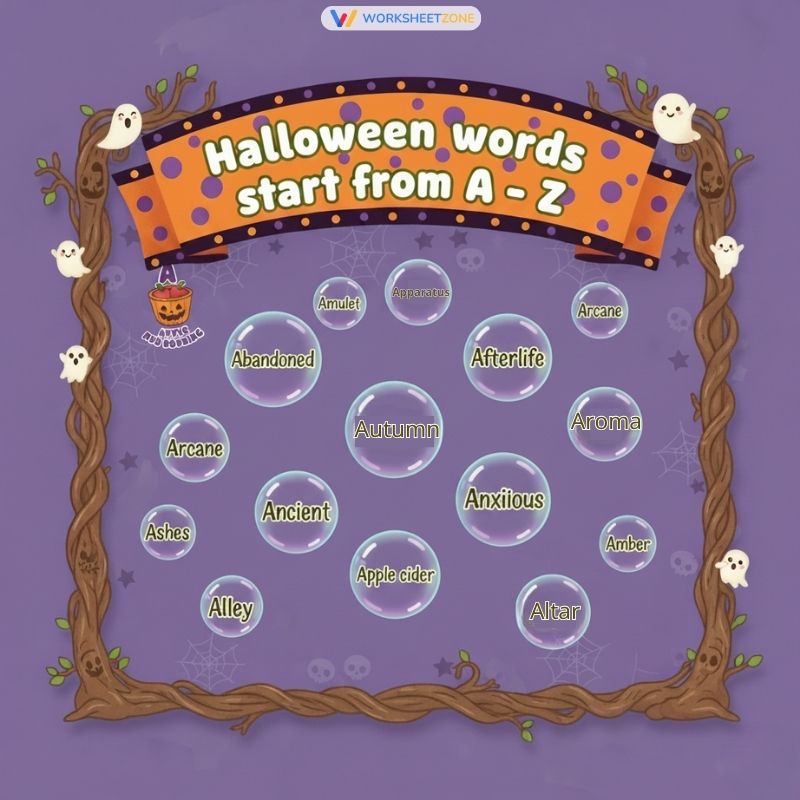 Halloween words that start with A