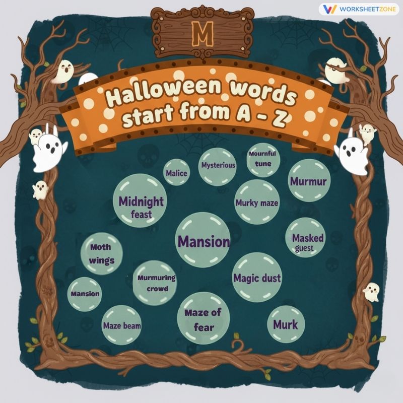 Halloween words that start with M