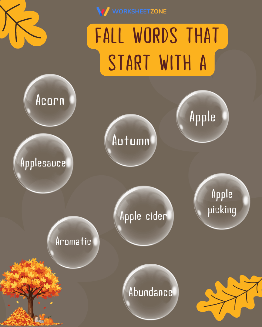 Fall words that start with A