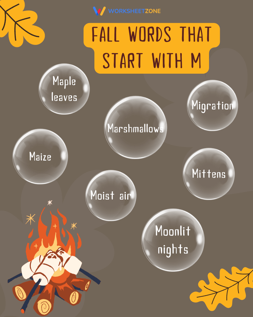 Fall words that start with M