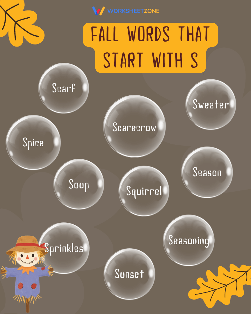 Fall words that start with S