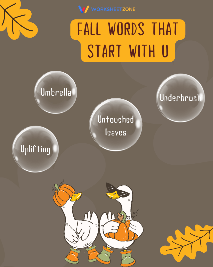 Fall words that start with U