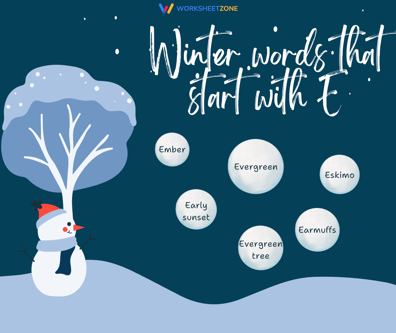 Winter words that start with E
