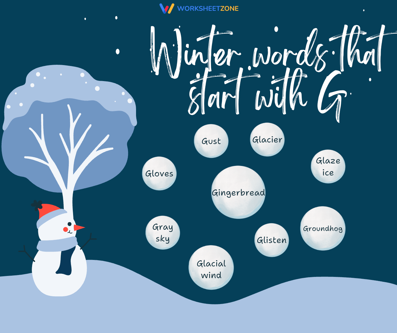 Winter words that start with G