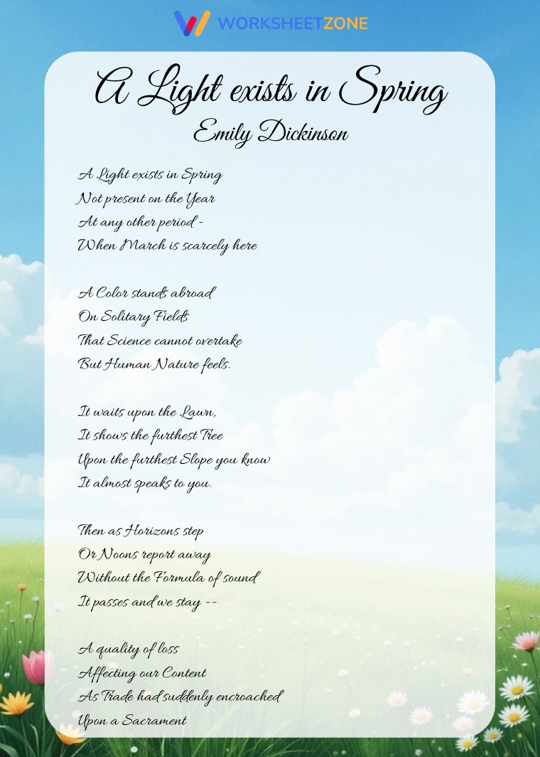 “A Light exists in Spring” by Emily Dickinson