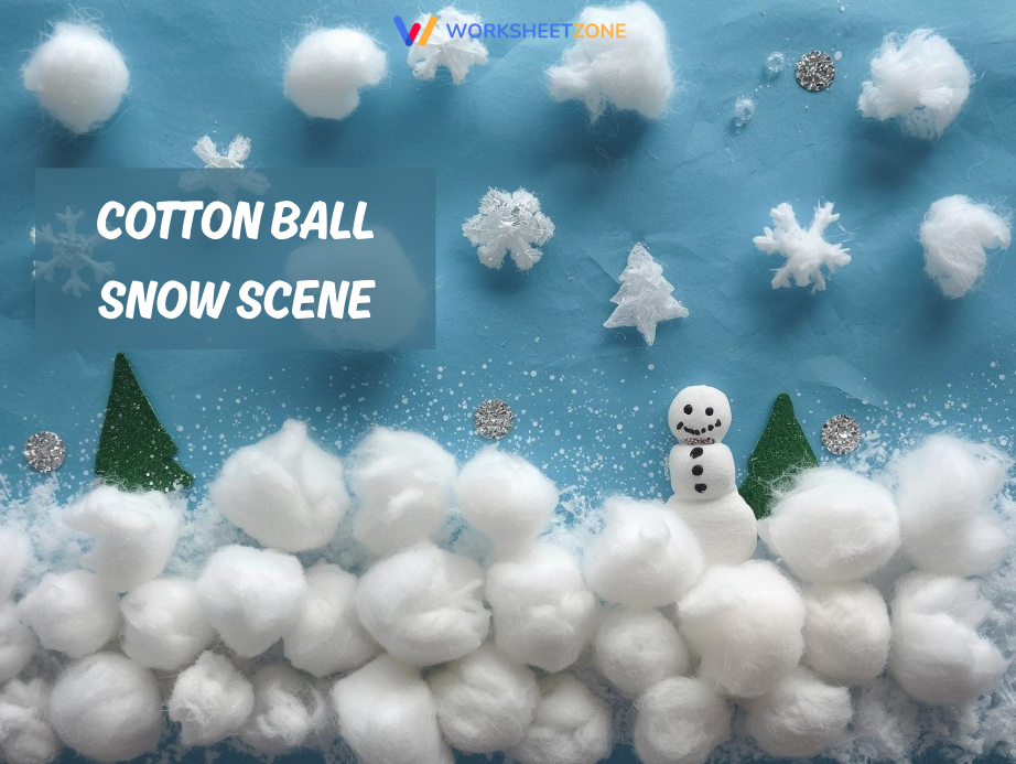 Cotton ball snow scene
