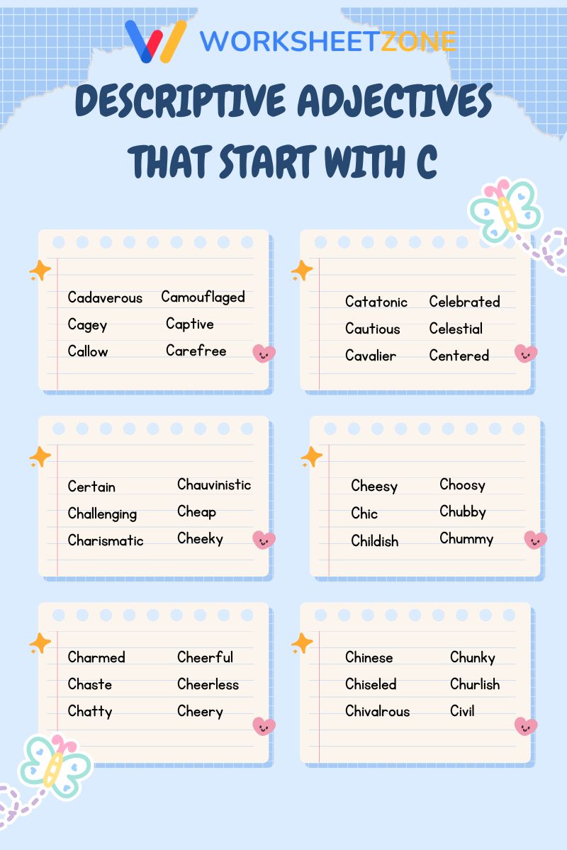 Descriptive adjectives that start with C