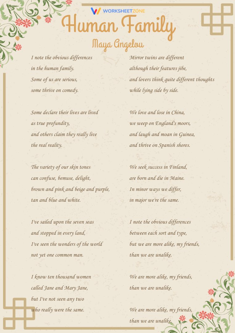 “Human Family” by Maya Angelou