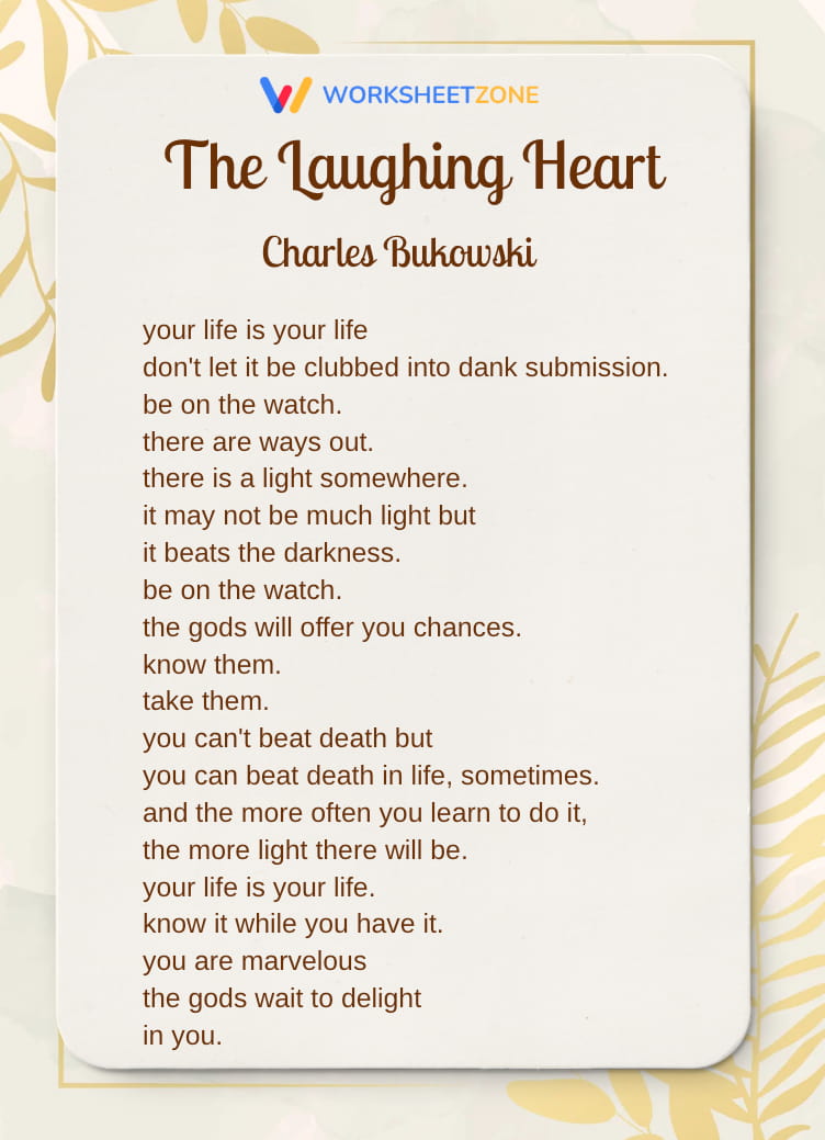 “The Laughing Heart” by Charles Bukowski