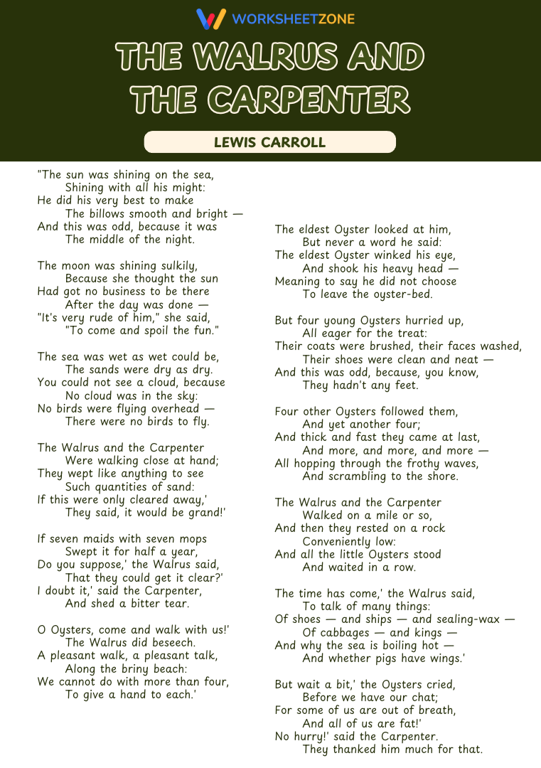 “The Walrus and the Carpenter” (excerpt) by Lewis Carroll