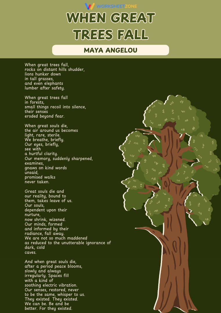 “When Great Trees Fall” by Maya Angelou