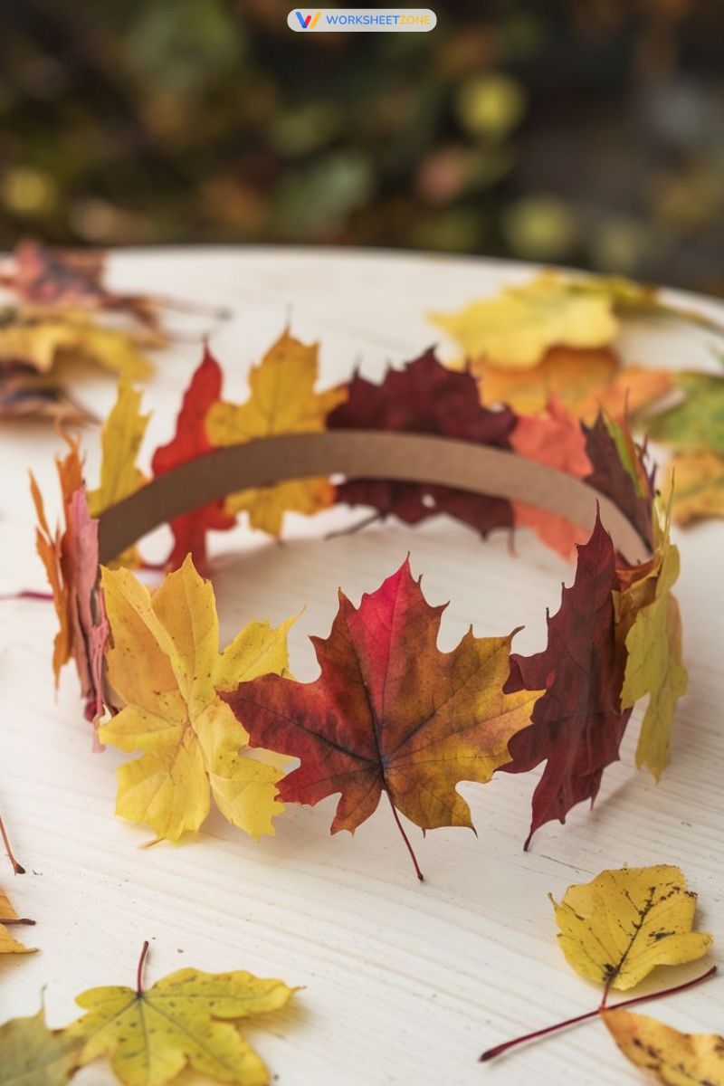 Autumn leaf crown craft