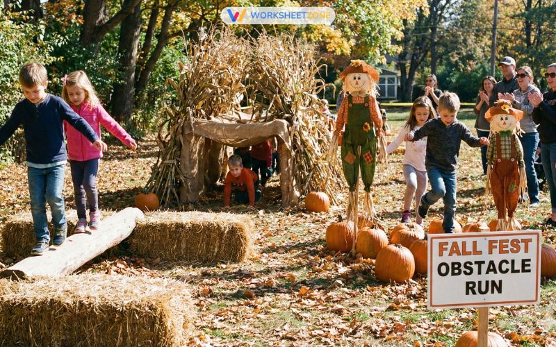 Fall-themed obstacle course