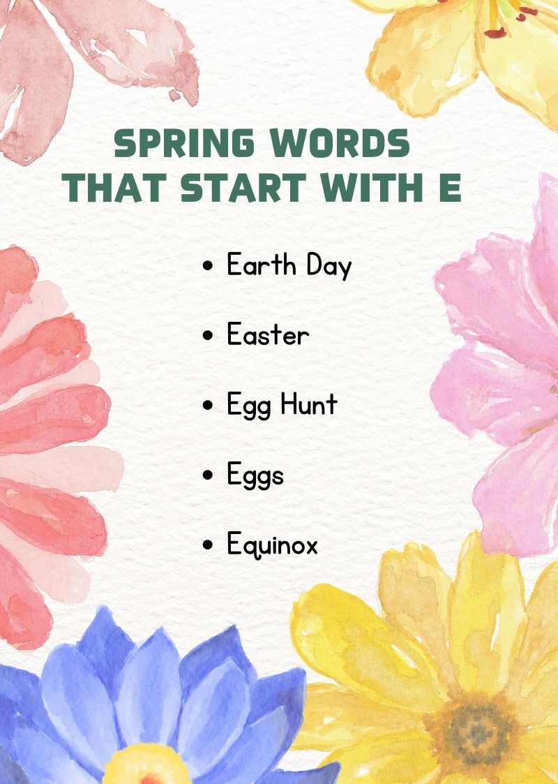Spring words that start with E