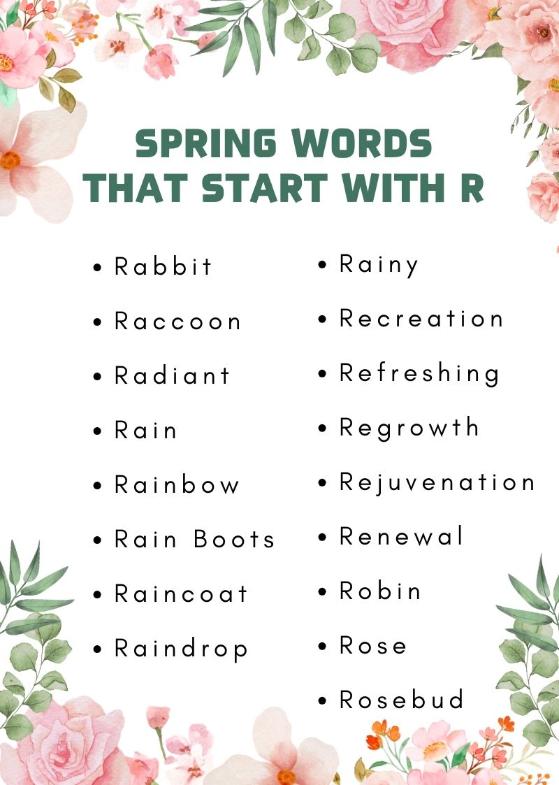 Spring words that start with R
