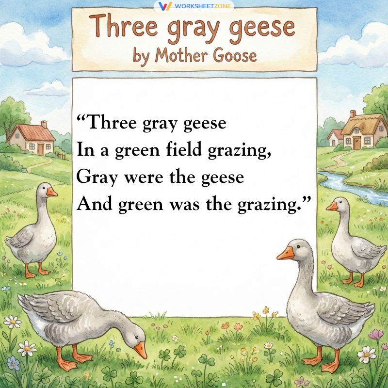Three gray geese by Mother Goose