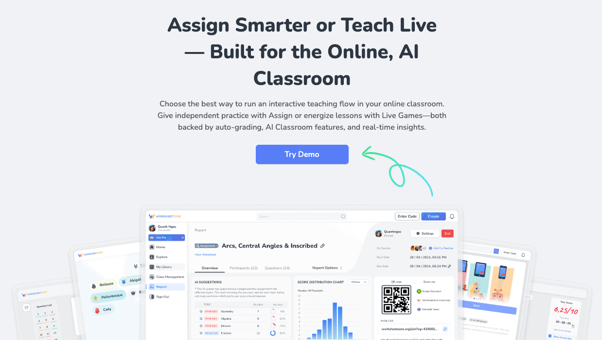 Worksheetzone Assign feature