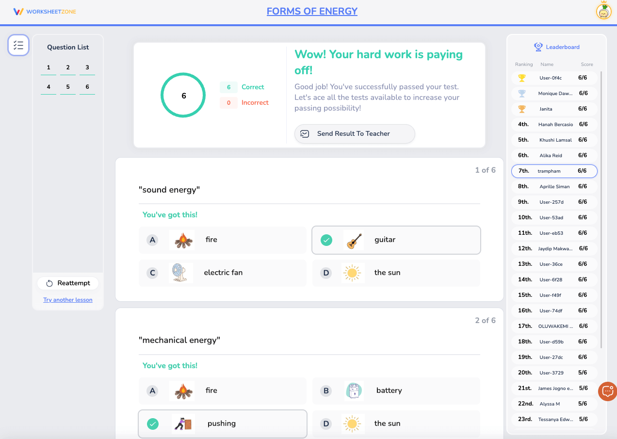Worksheetzone's Self-test