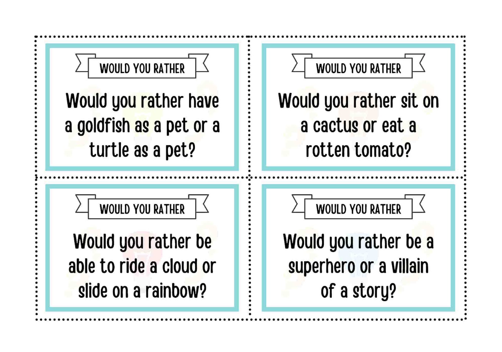 Would you rather…? (quick question)