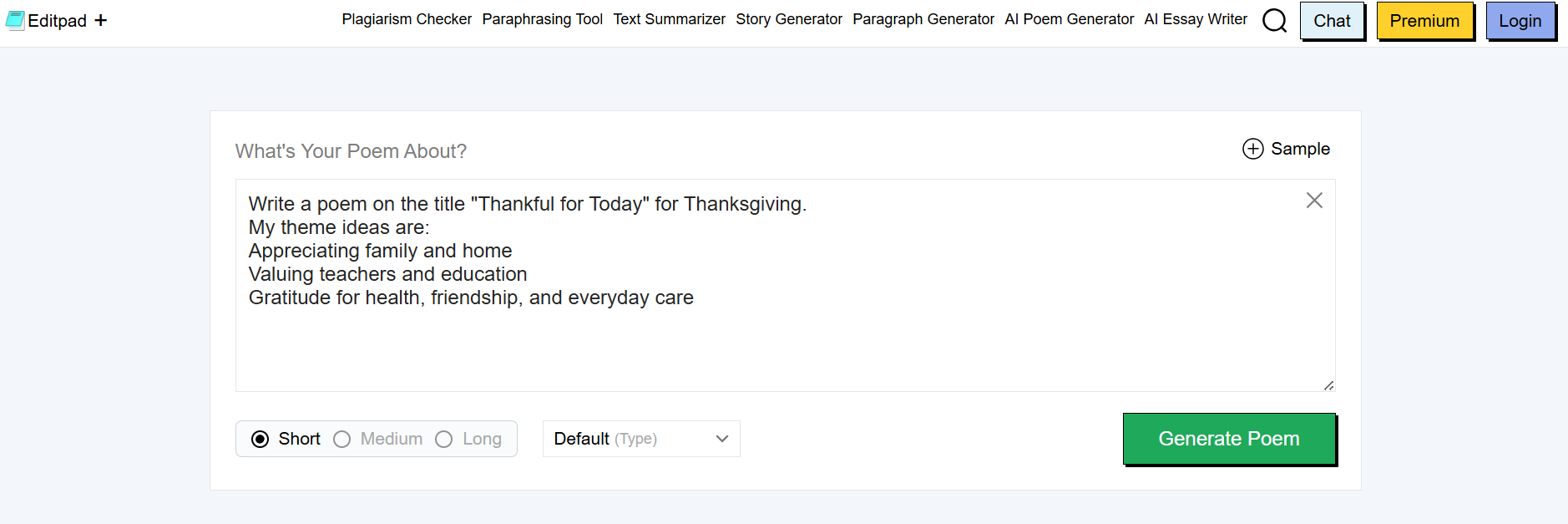 Enter the topic in the input field