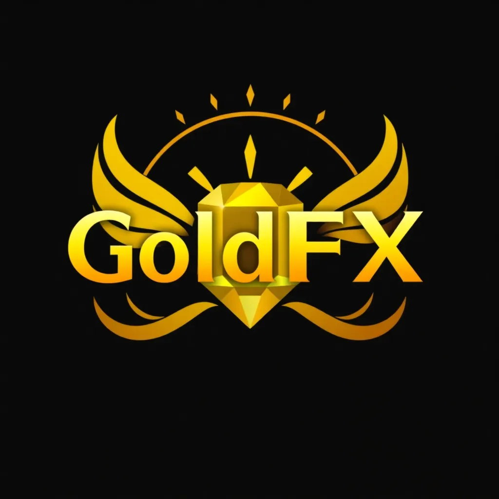 Logo GoldFX Pro - simbol emas bersinar dengan latar biru
