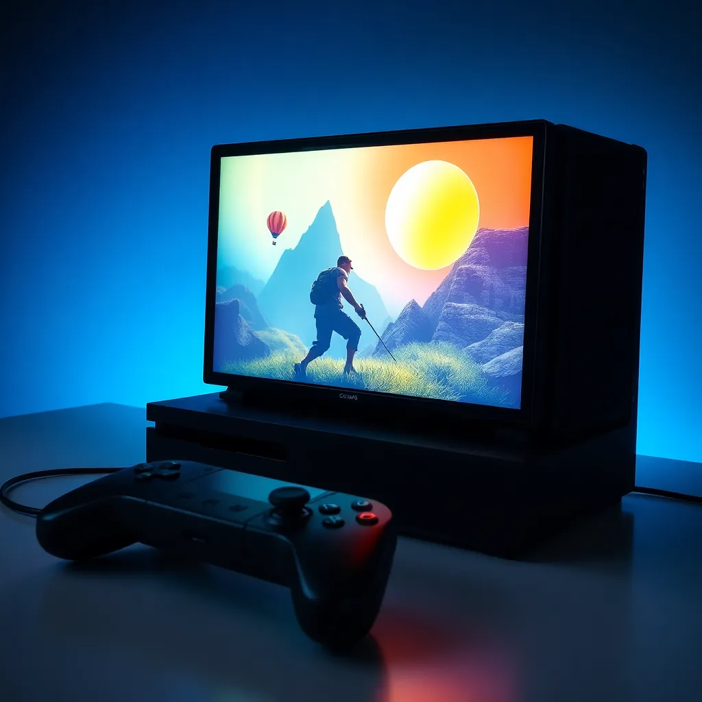 Console de videogame último modelo com controle sem fio incluso