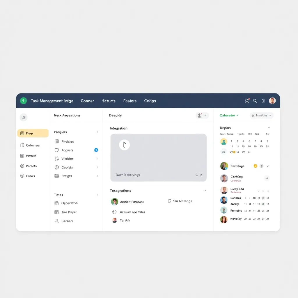 Task management application interface with drag and drop functionality, team collaboration features, and calendar integration in minimalist design
