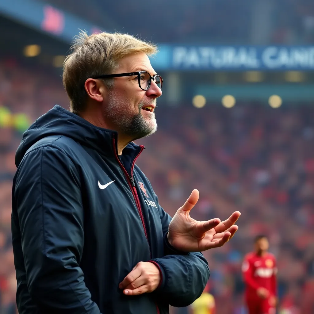Jurgen Klopp animated on the touchline during the match