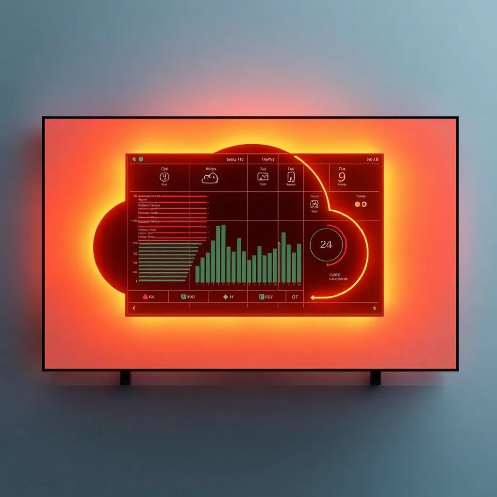 Tampilan panel kontrol cloud computing dengan berbagai metrik dan pengaturan