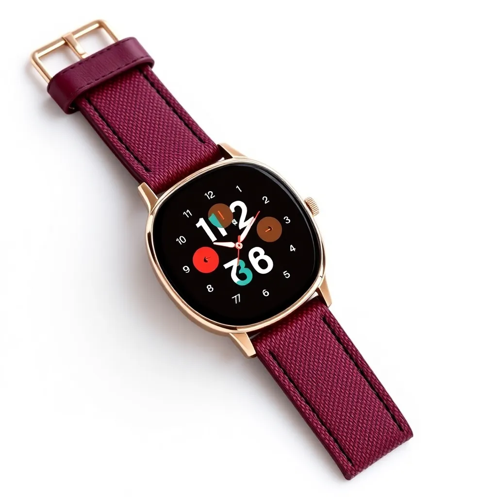 Smartwatch untuk wanita dengan strap warna mawar dan layar sentuh