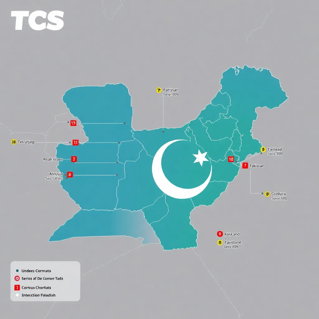 TCS Pakistan nationwide coverage map showing service areas and distribution hubs