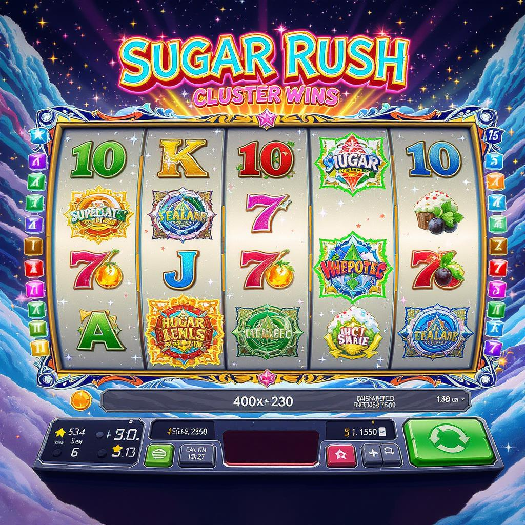 Game slot Sugar Rush dengan permen warna-warni dan fitur cluster wins