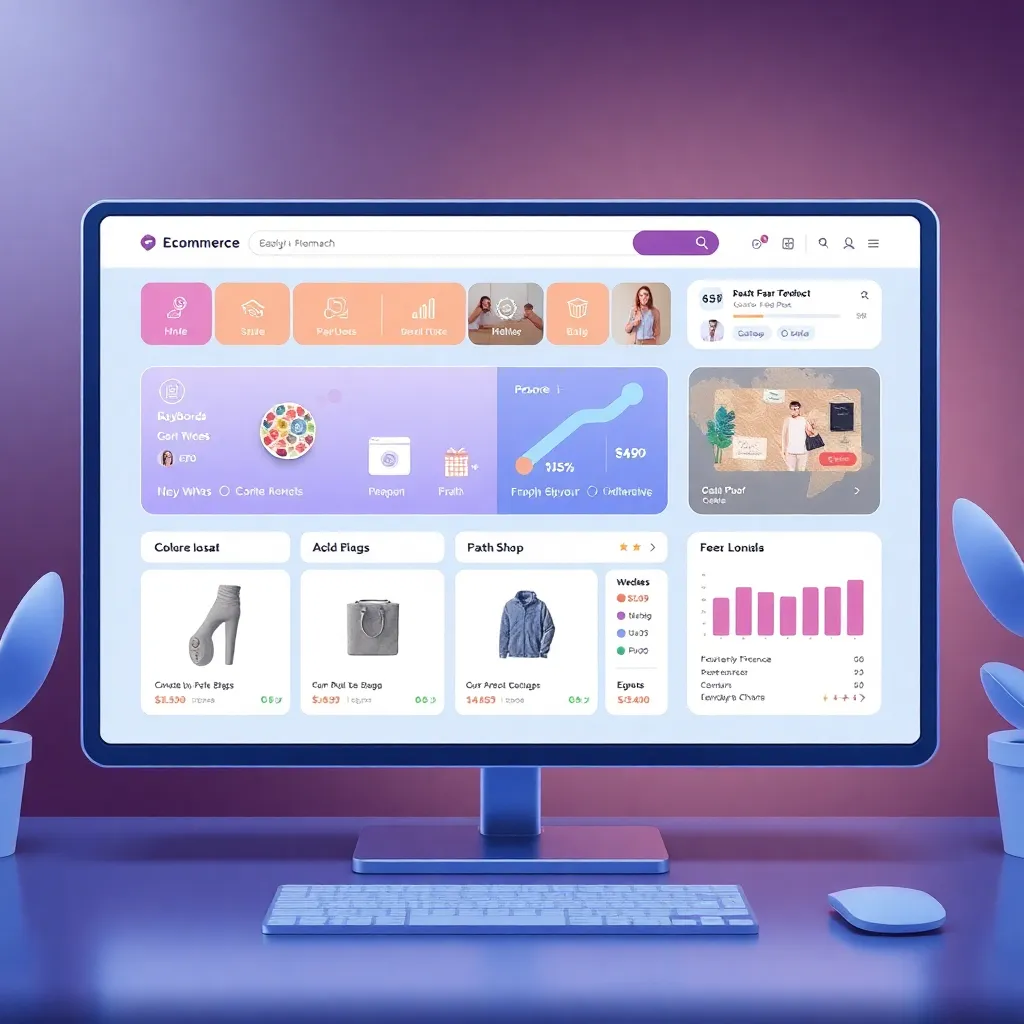 Animated e-commerce dashboard with product showcase