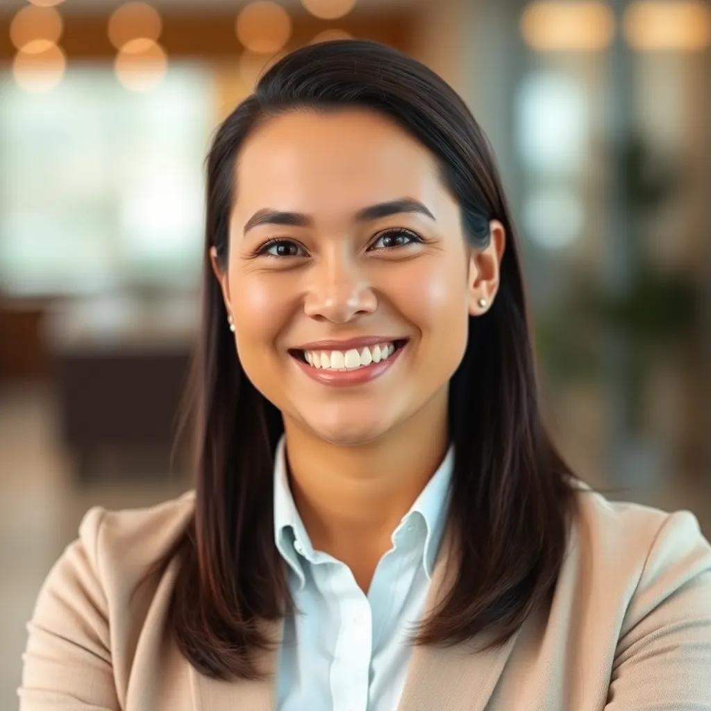 Happy client portrait smiling in professional attire