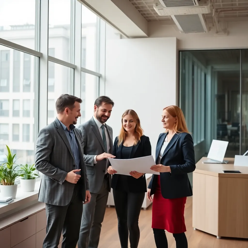 Professional valuation team working together in a modern office
