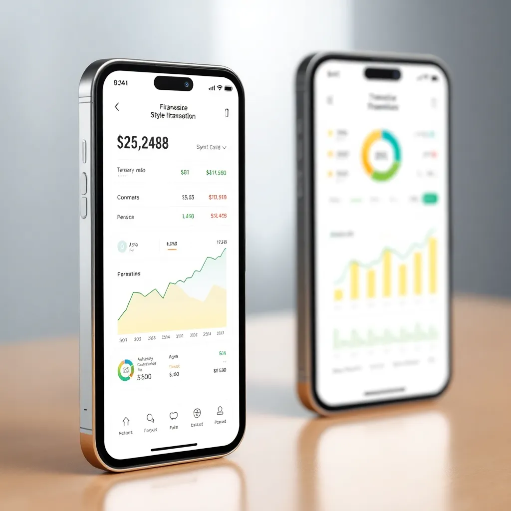 Financial technology mobile app with secure transaction interface and analytics