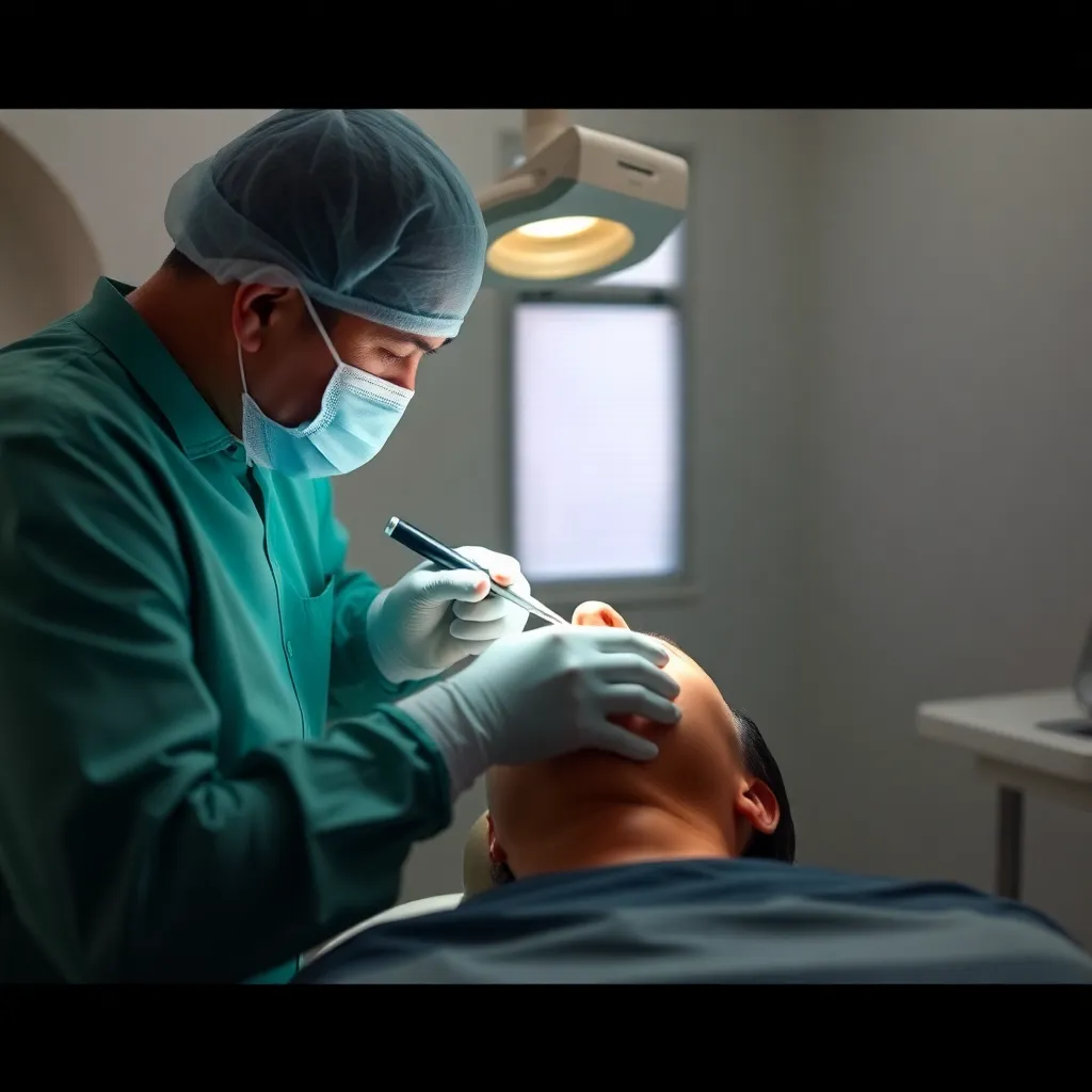Root canal treatment procedure showing dentist working on patient's tooth