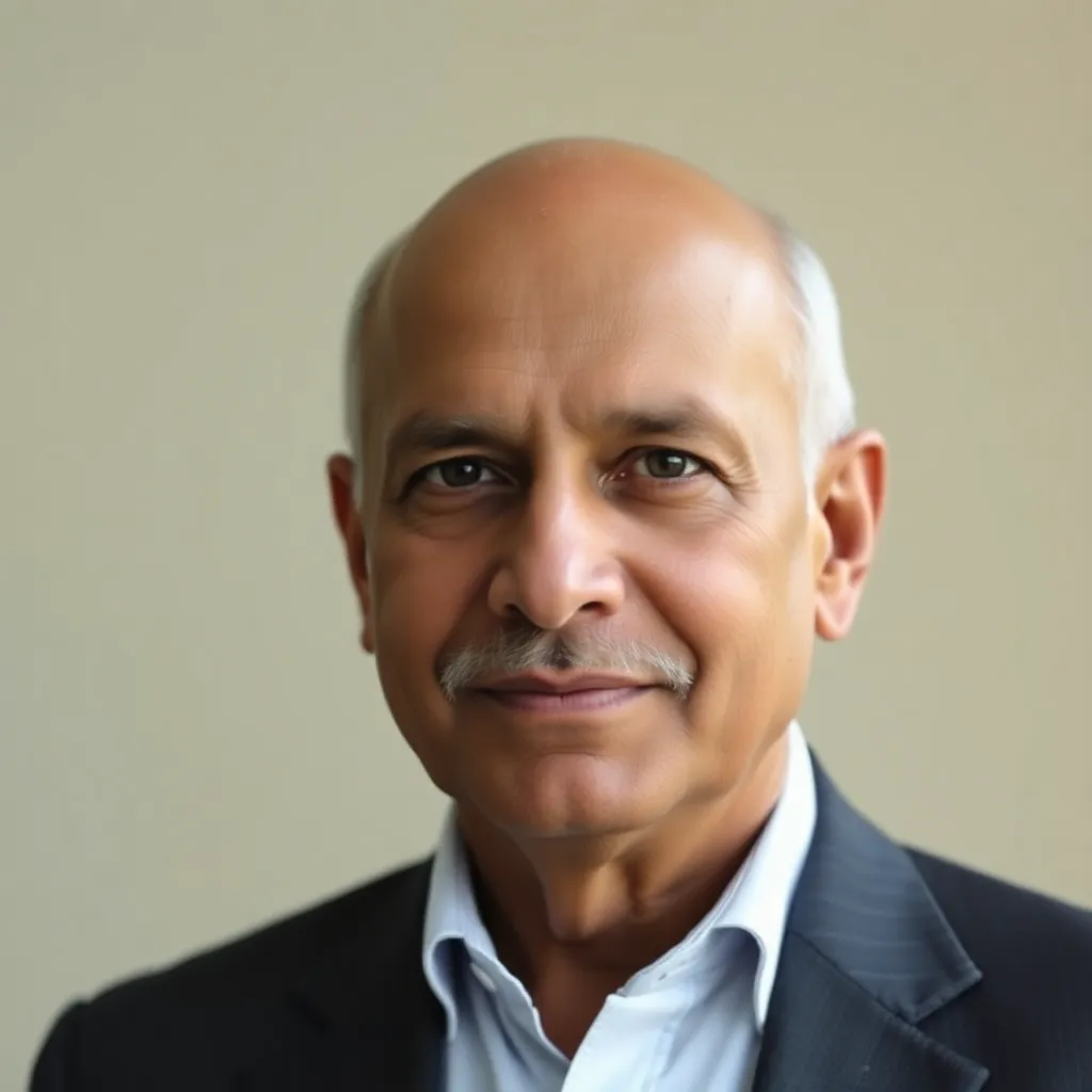 Portrait of Arvind Krishna, older man with bald head wearing suit and shirt