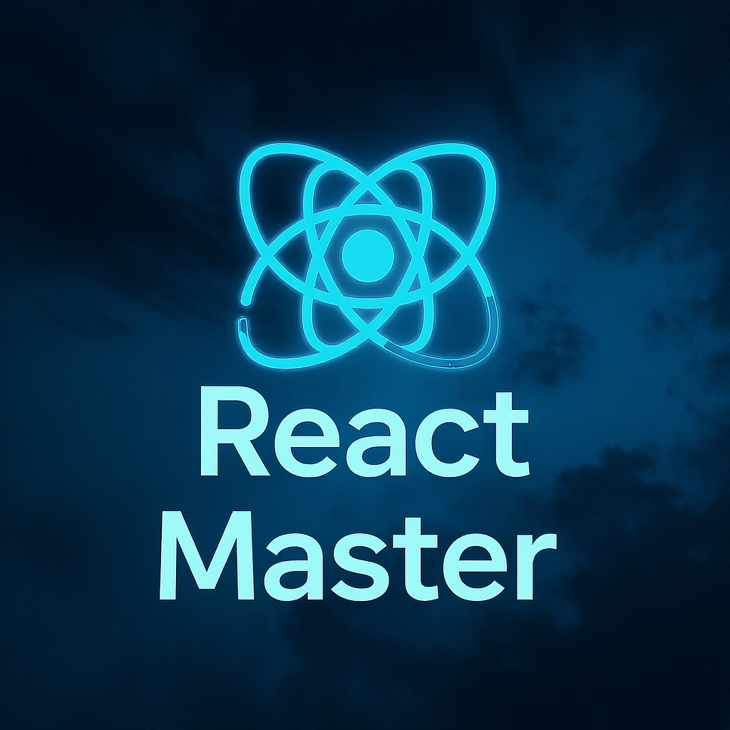 Portada del curso React Master con logo de React sobre fondo azul oscuro