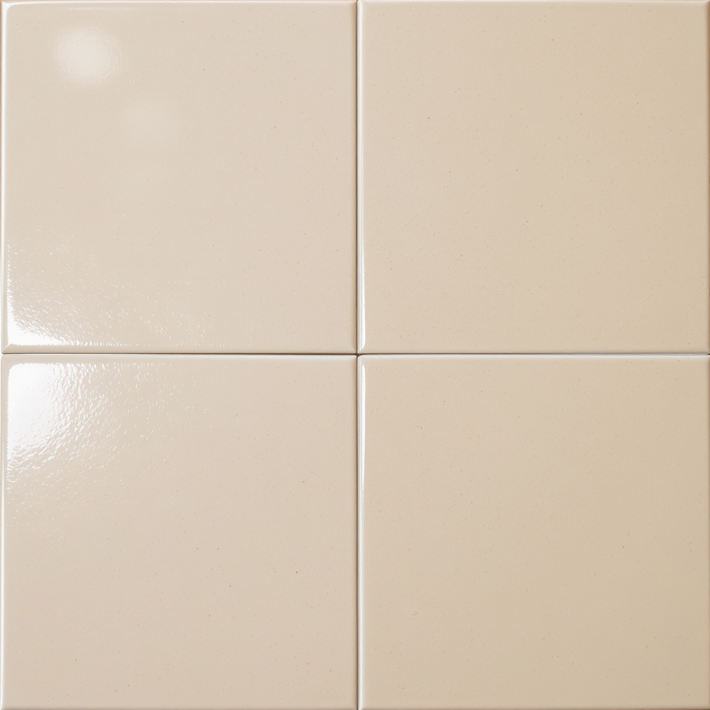 Smooth beige tile floor tile square close up