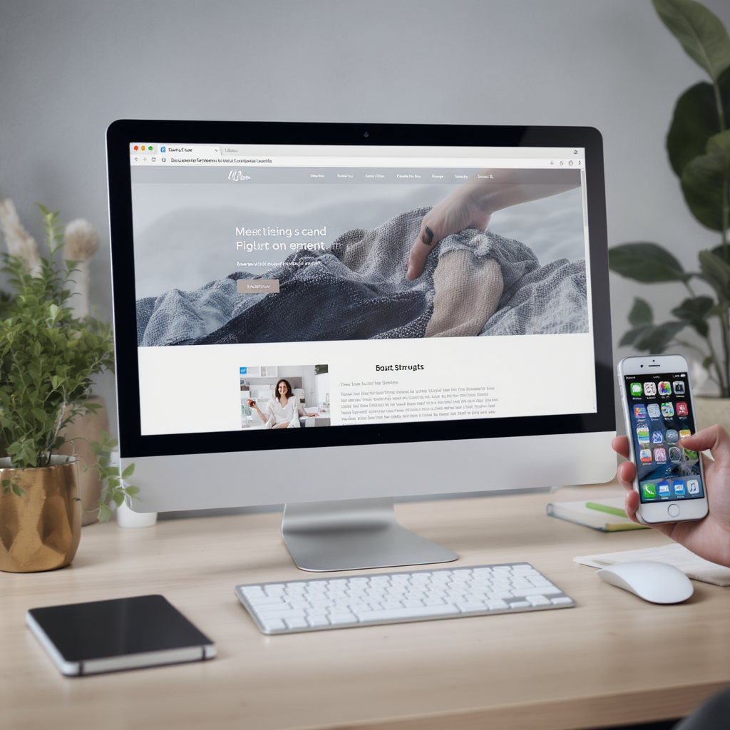 Modern web development interface with code and design elements