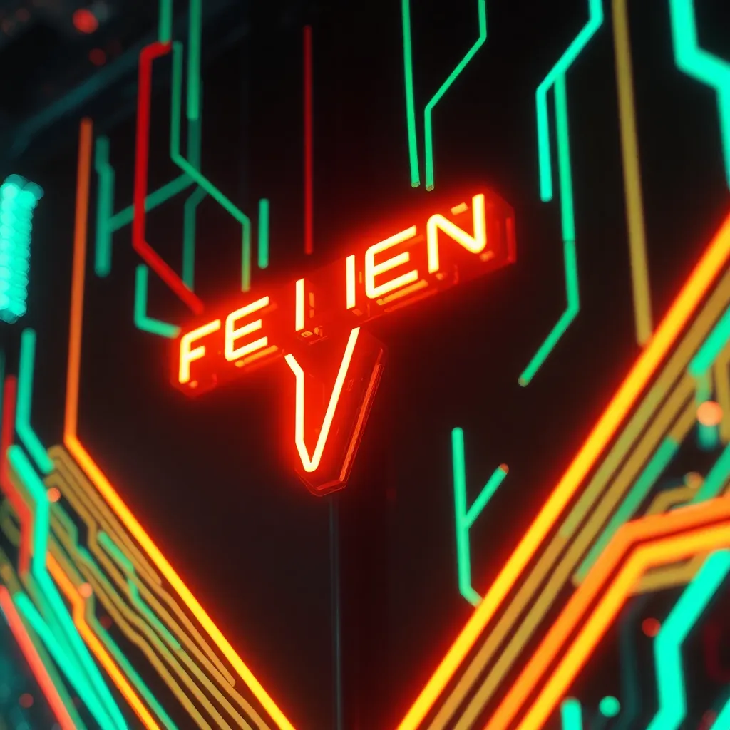 Ícone cyberpunk neon com circuitos digitais e detalhes tecnológicos
