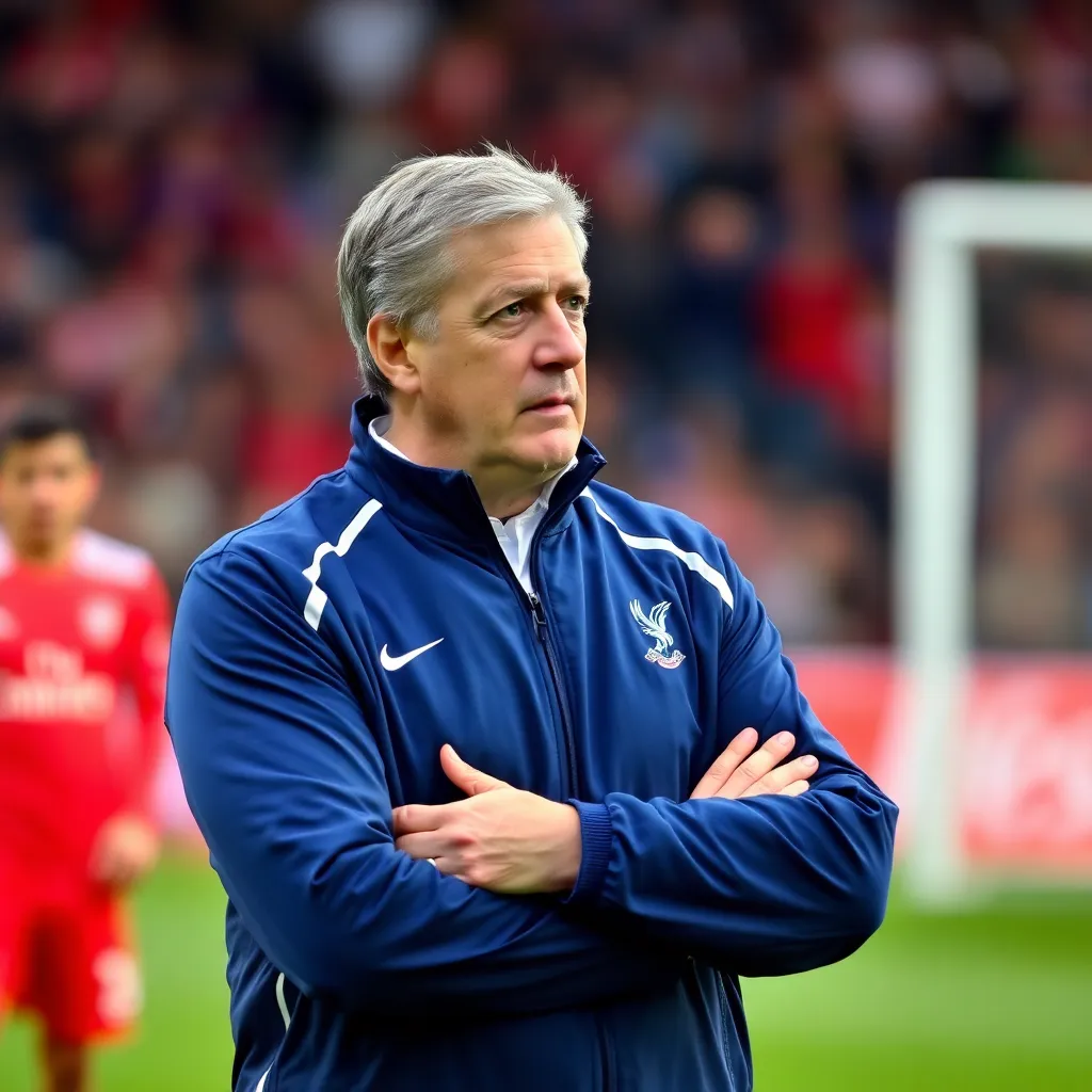 Roy Hodgson in a tracksuit giving instructions to Crystal Palace players