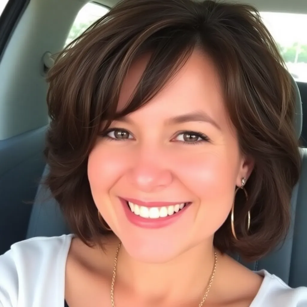 Foto da cliente satisfeita Juliana - mulher com cabelos cacheados sorrindo