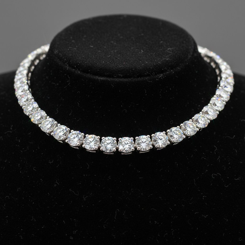 14K White Gold Tennis Necklace with Diamonds