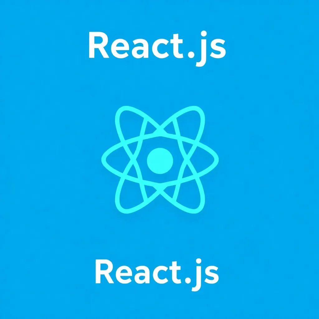 React.js logo with blue background
