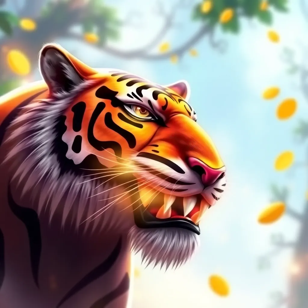 Game slot Fortune Tiger dengan simbol harimau dan gulungan berwarna emas