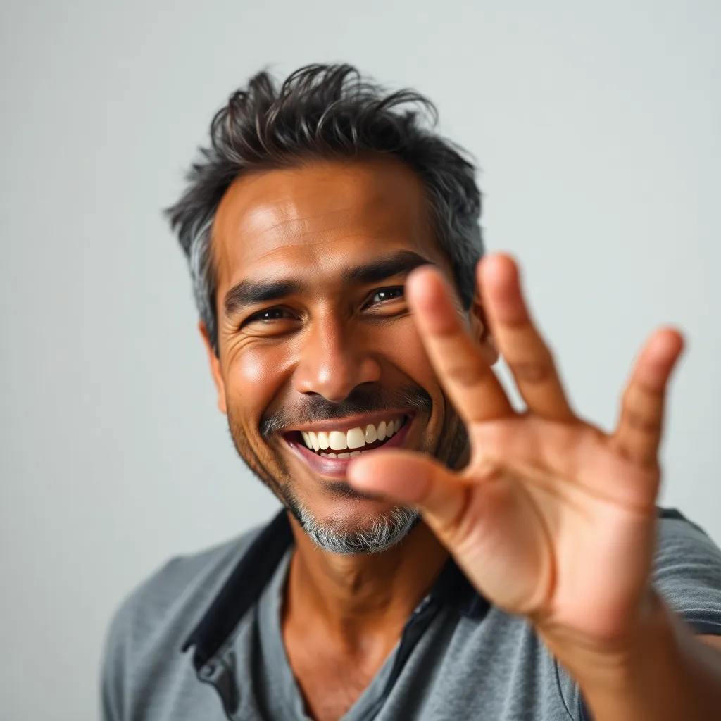 Retrato de um homem sorridente olhando para frente