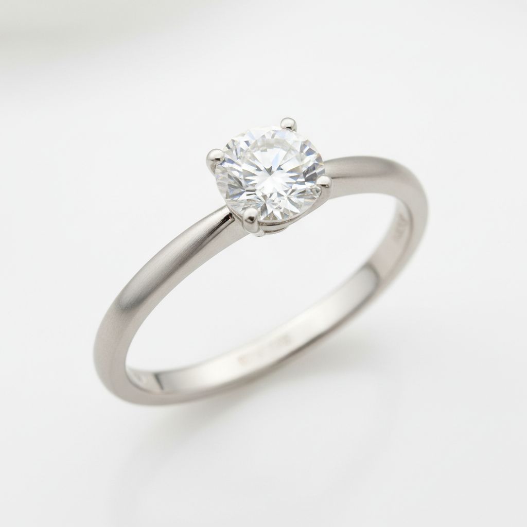 14K White Gold 1/8 carat Lightweight Half-Round 4-Prong Round Solitaire Ring Mounting