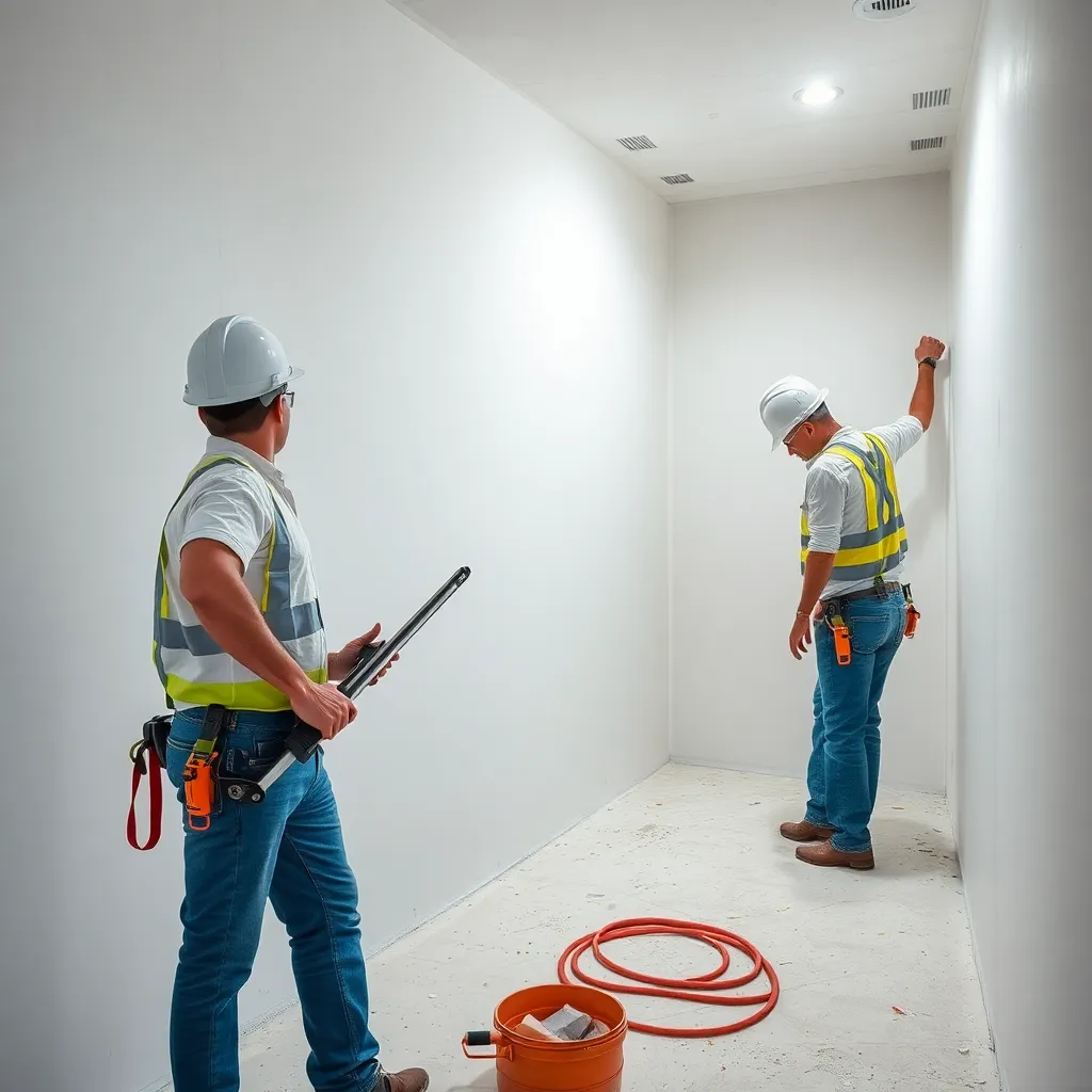 Equipe Cizel aplicando gesso em paredes